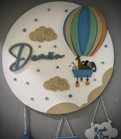 Colgante baby shower pared globo aeroestatico