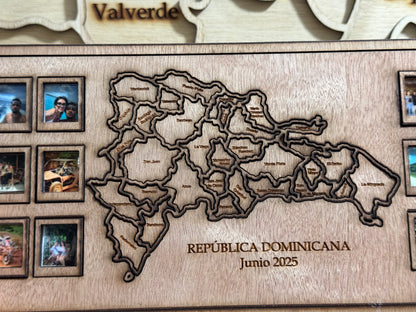Mapa recuerdos pareja en madera personalizado