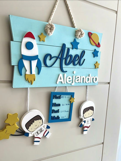 Cohete astronauta bebé niño pared colgando