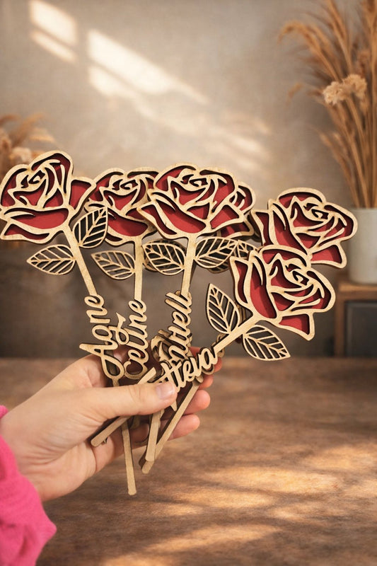 Souvenir personalizado rosas en madera