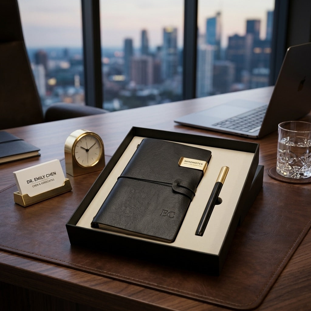 Libreta personalizada con lapicero en leather
