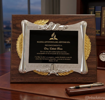 Placa de Reconocimiento clasica con dorado