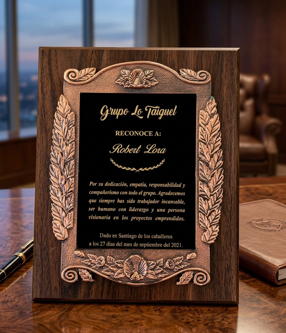 Placa de Reconocimiento clasica con dorado