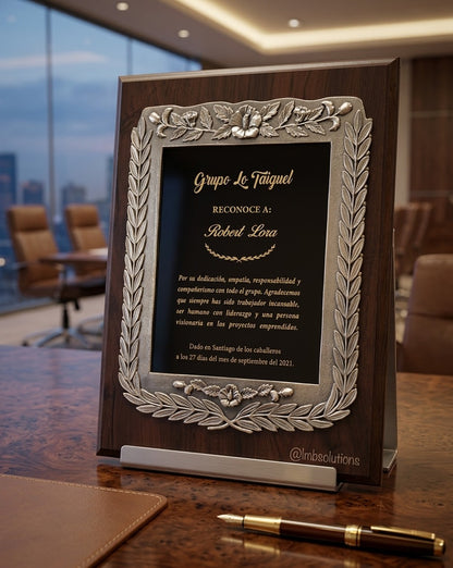 Placa de Reconocimiento clasica con dorado
