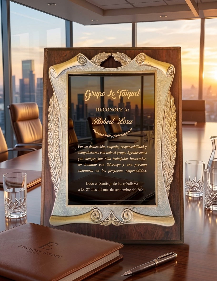 Placa de Reconocimiento clasica con dorado