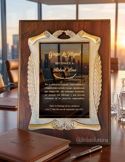 Placa de Reconocimiento clasica con dorado