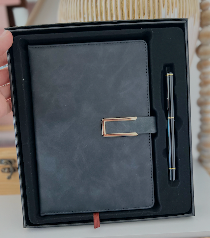 Set Ejecutivo Premium Gris: Libreta y Bolígrafo