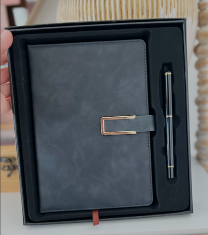Set Ejecutivo Premium Gris: Libreta y Bolígrafo
