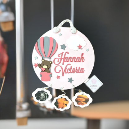 Traveling Bear above Crib Hot Air balloon girl