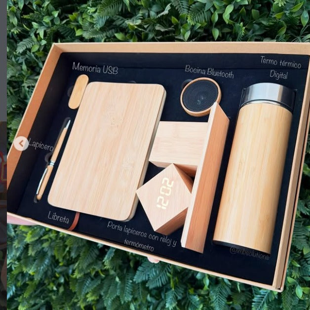 Set Ejecutivo de Bambú Personalizado — 5 Piezas con Grabado Láser