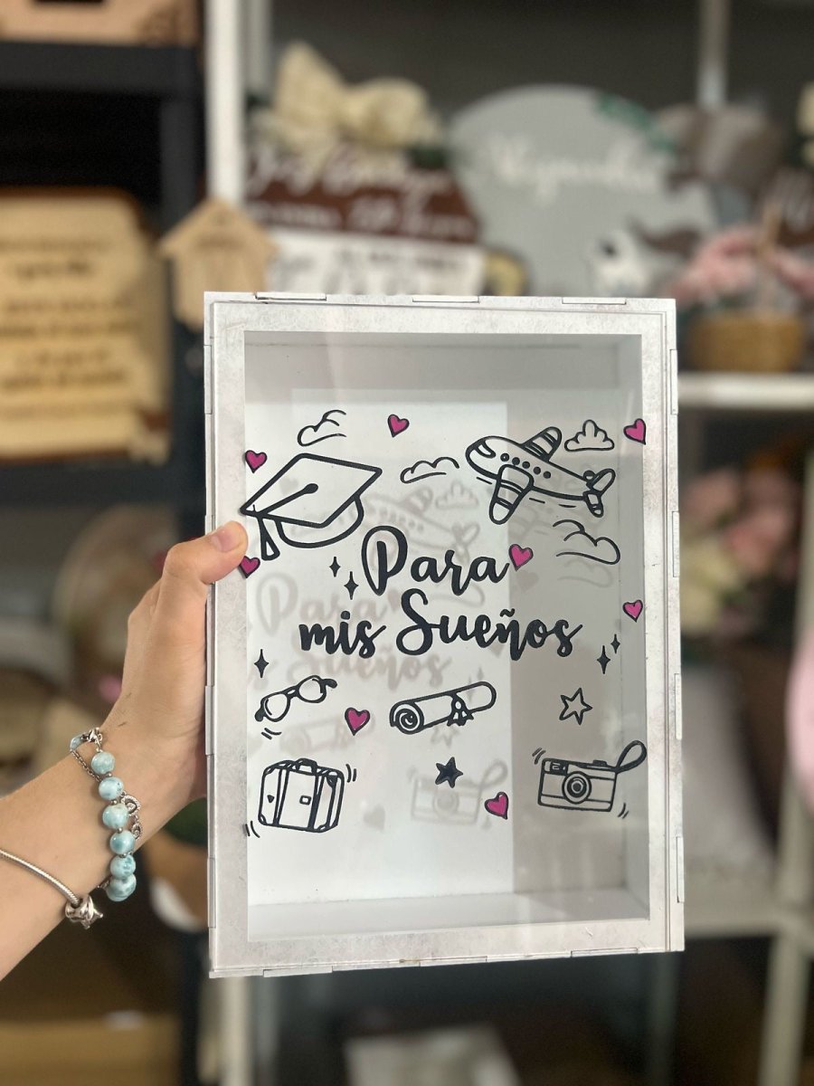 Alcancia personalizada en acrilico y madera - Felt Craft RD