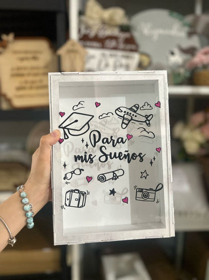 Alcancia personalizada en acrilico y madera - Felt Craft RD