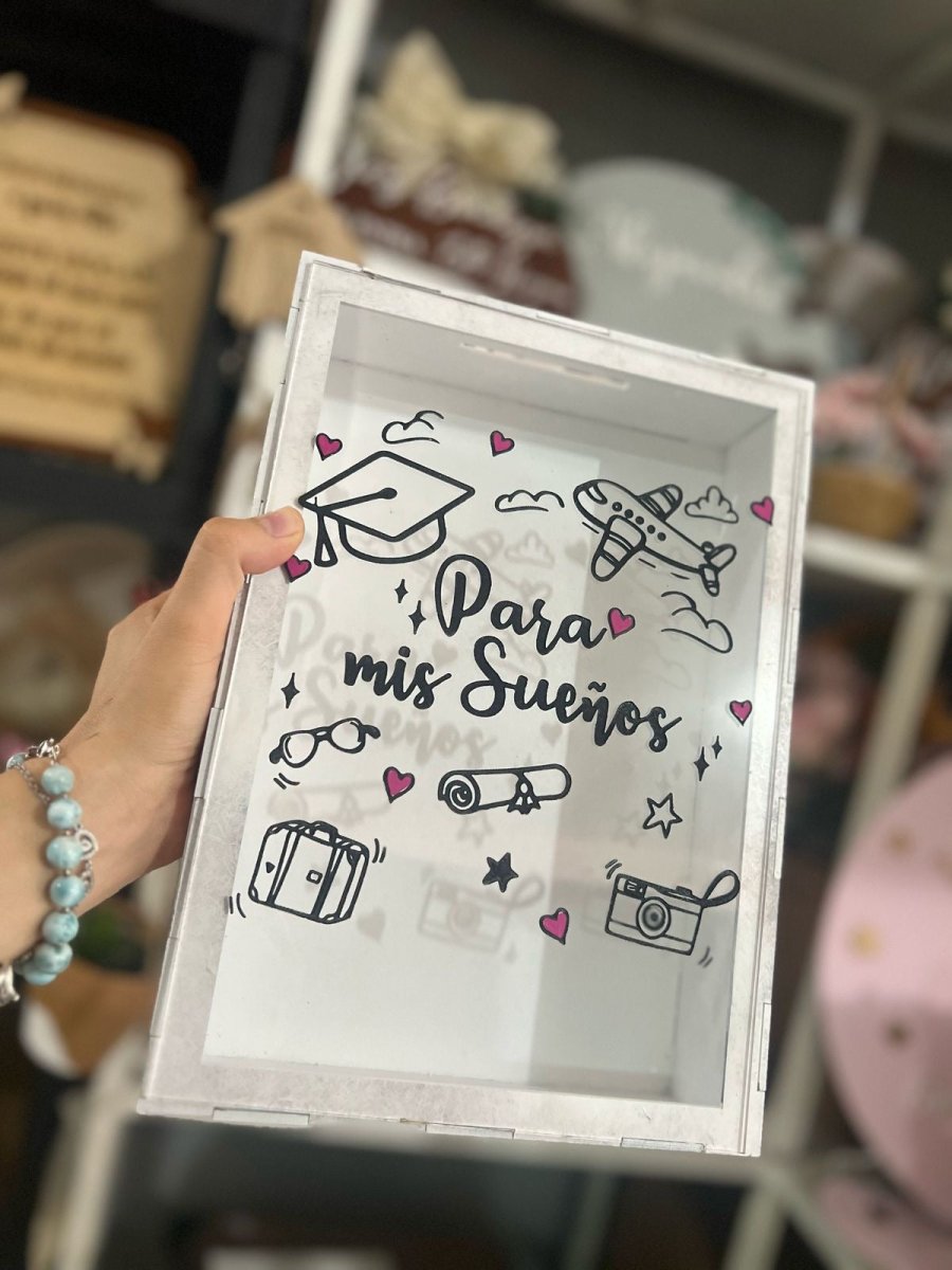 Alcancia personalizada en acrilico y madera - Felt Craft RD