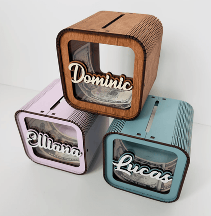 Alcancia personalizada en madera y acrílico a color - Felt Craft RD