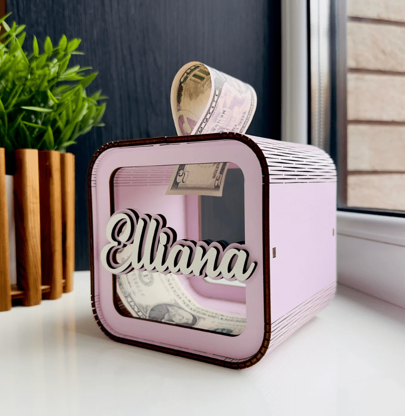 Alcancia personalizada en madera y acrílico a color - Felt Craft RD