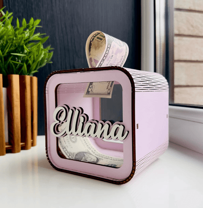 Alcancia personalizada en madera y acrílico a color - Felt Craft RD