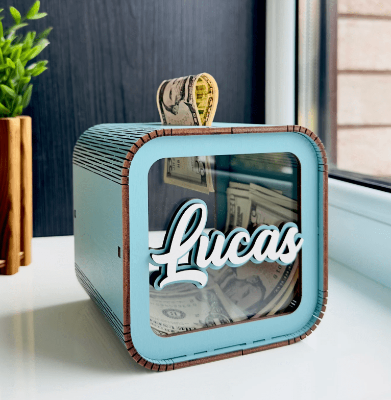 Alcancia personalizada en madera y acrílico a color - Felt Craft RD