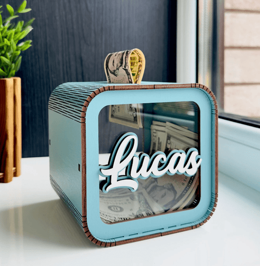 Alcancia personalizada en madera y acrílico a color - Felt Craft RD