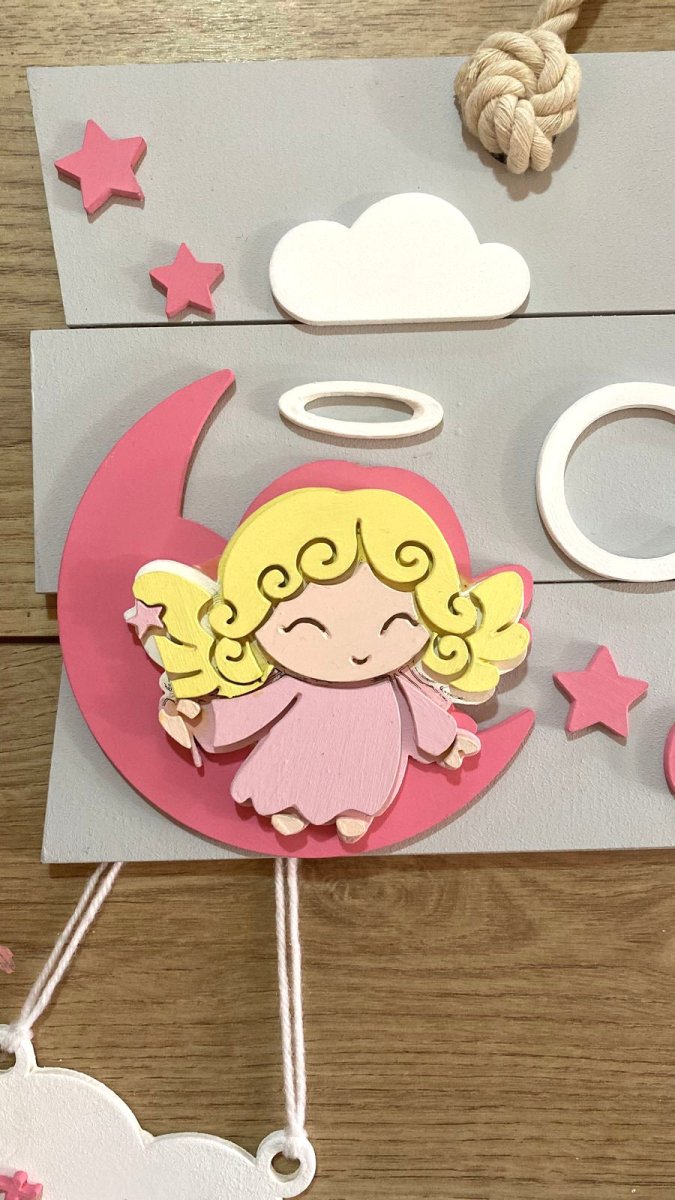 Angel & Stars Baby Girl Nursery Decor - Felt Craft RD