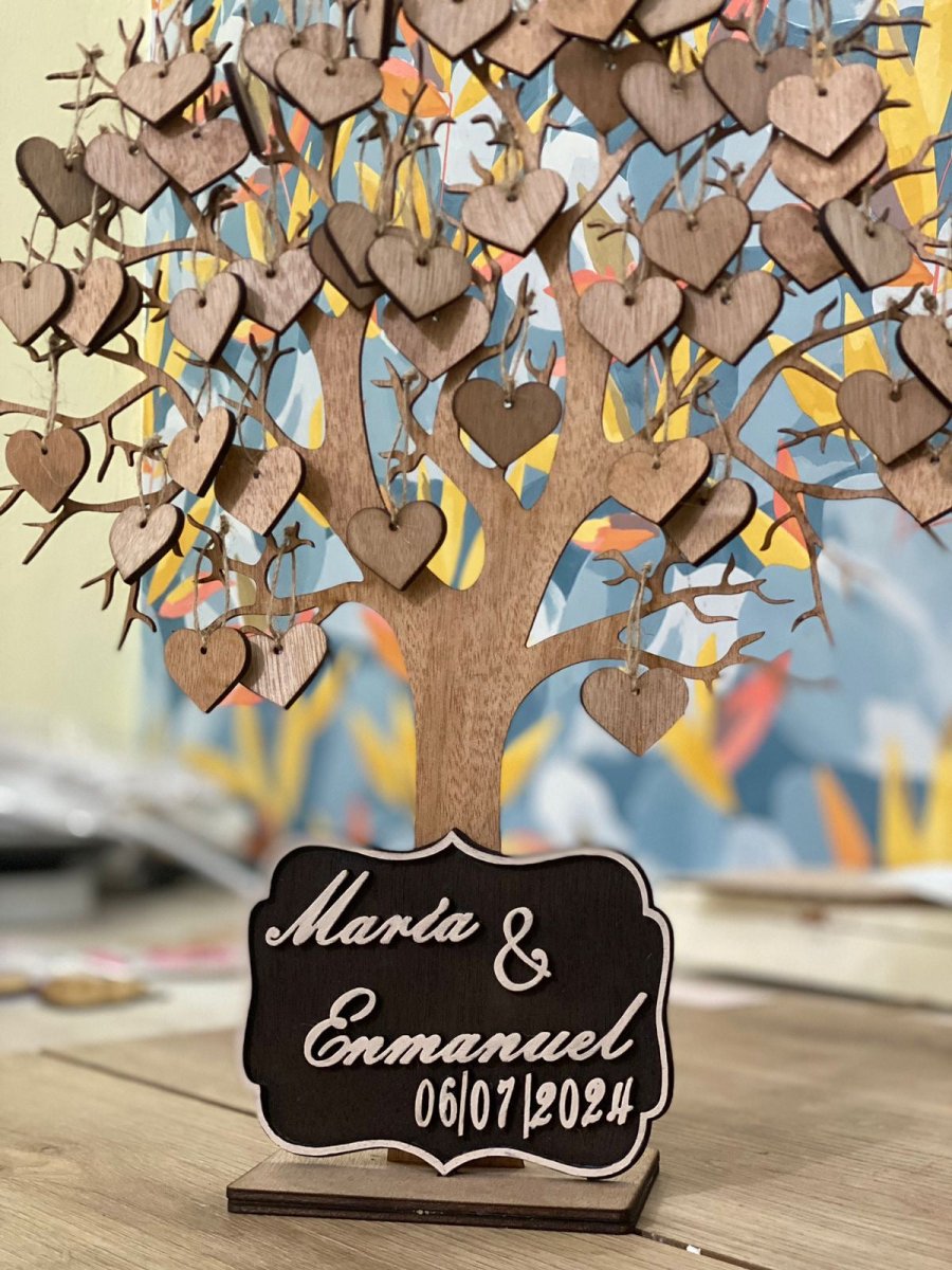 Árbol para rececpción de bodas personalizado de madera República Dominicana - Felt Craft RD