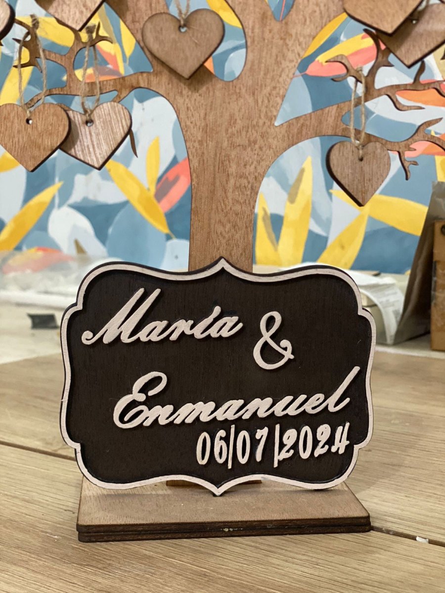 Árbol para rececpción de bodas personalizado de madera República Dominicana - Felt Craft RD