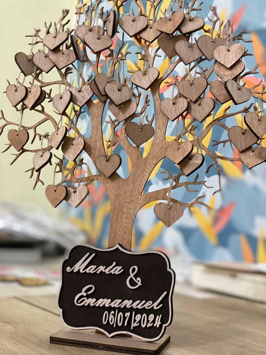 Árbol para rececpción de bodas personalizado de madera República Dominicana - Felt Craft RD