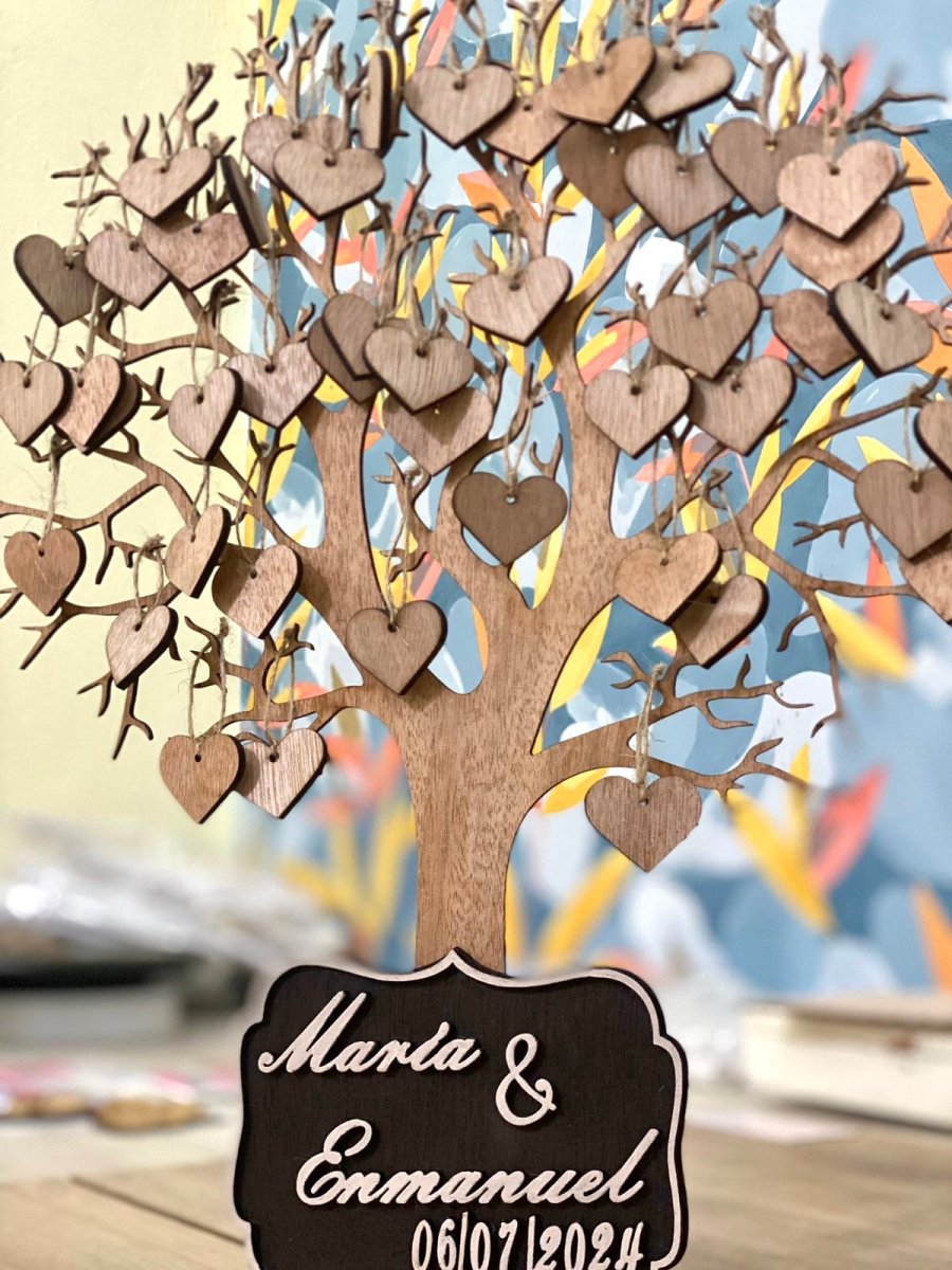 Árbol para rececpción de bodas personalizado de madera República Dominicana - Felt Craft RD