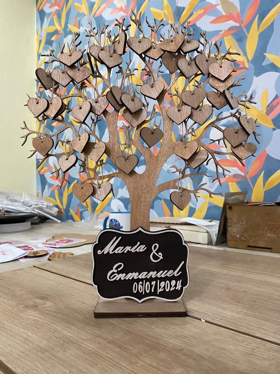 Árbol para rececpción de bodas personalizado de madera República Dominicana - Felt Craft RD