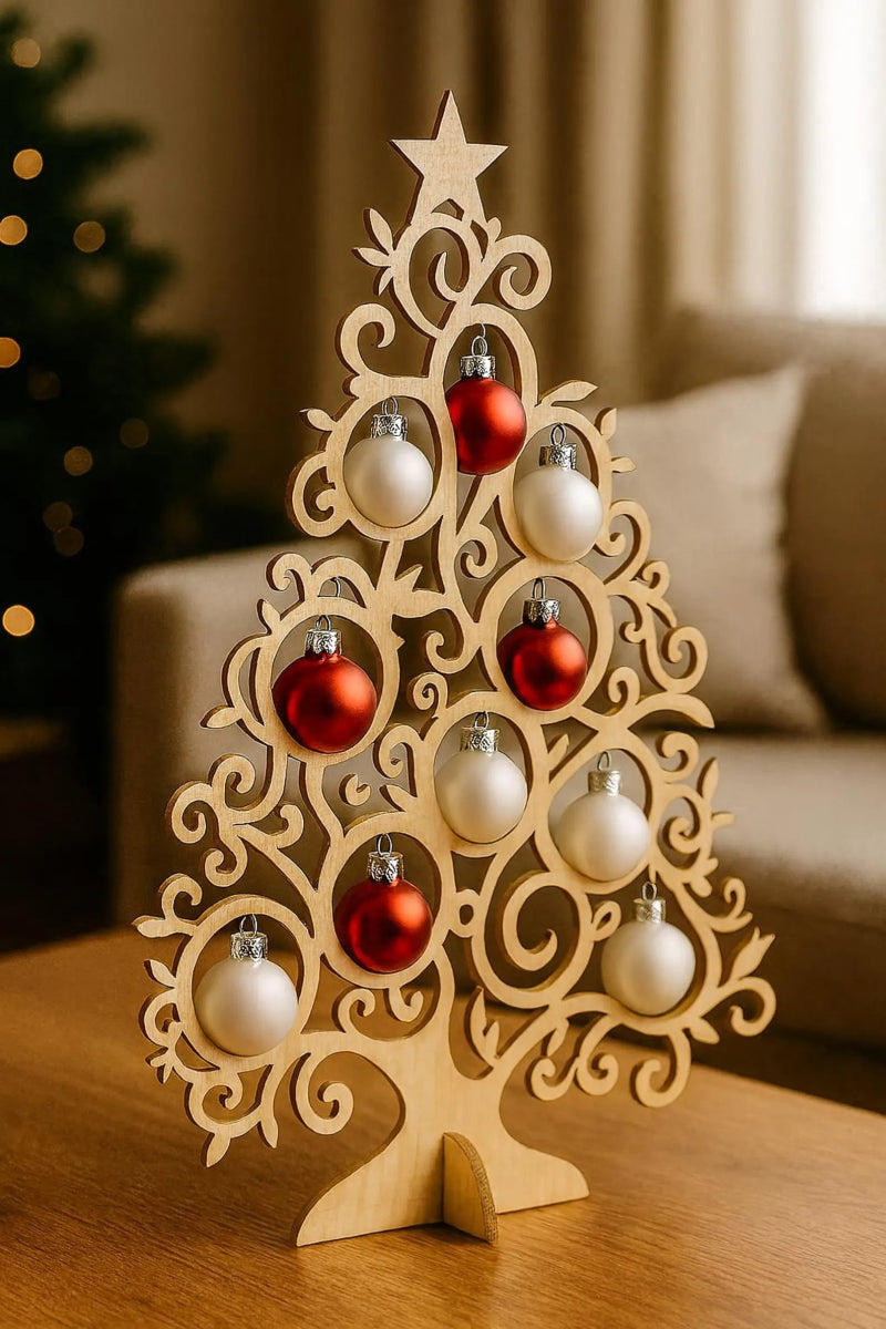 Arbolito de Navidad Personalizado en Madera con Bolas Navideñas - Felt Craft RD