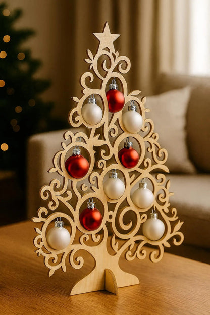 Arbolito de Navidad Personalizado en Madera con Bolas Navideñas - Felt Craft RD