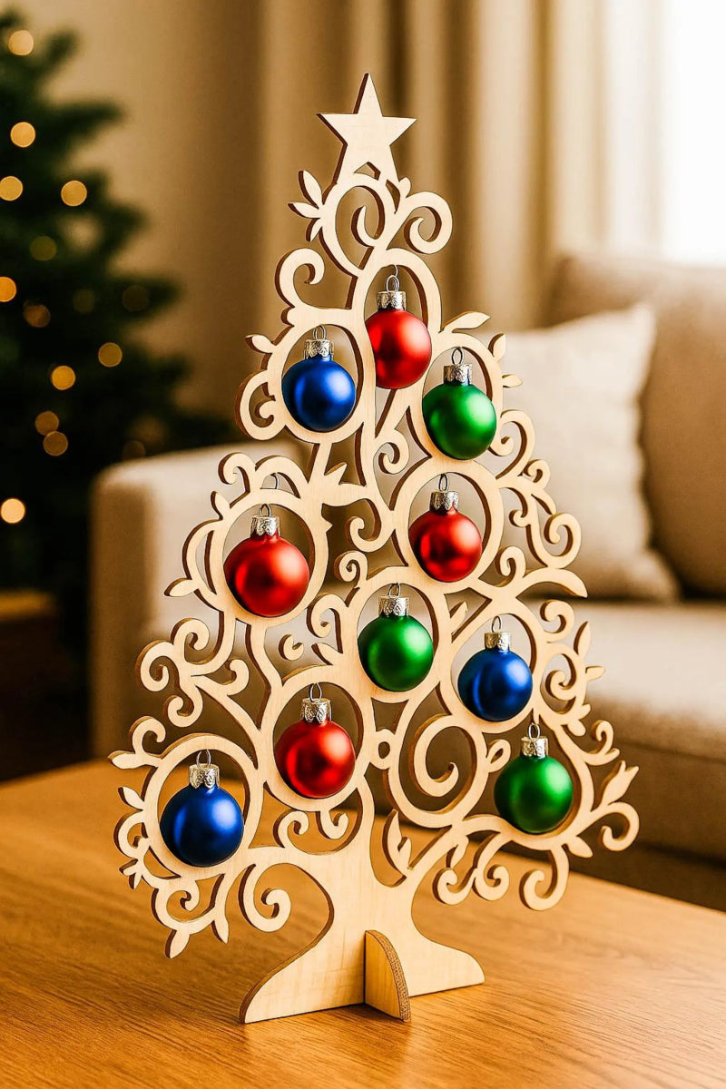 Arbolito de Navidad Personalizado en Madera con Bolas Navideñas - Felt Craft RD