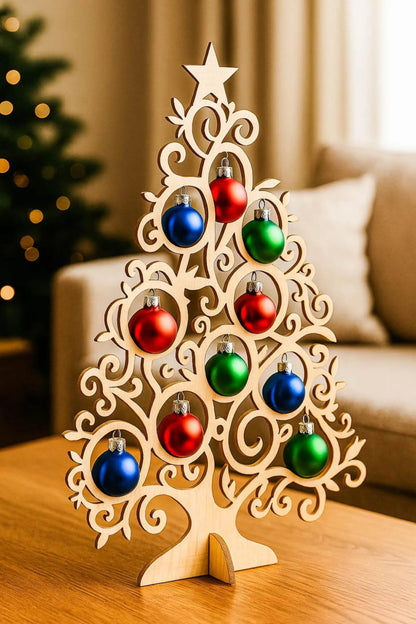 Arbolito de Navidad Personalizado en Madera con Bolas Navideñas - Felt Craft RD