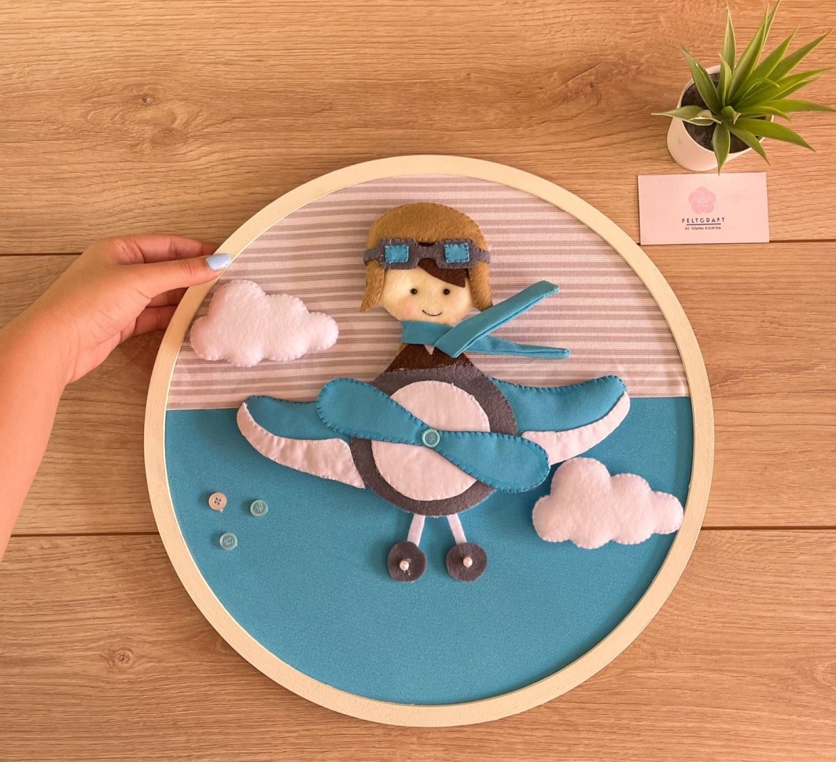 Aviator Wool Felt Baby Boy Wall Hanging - Felt Craft RD