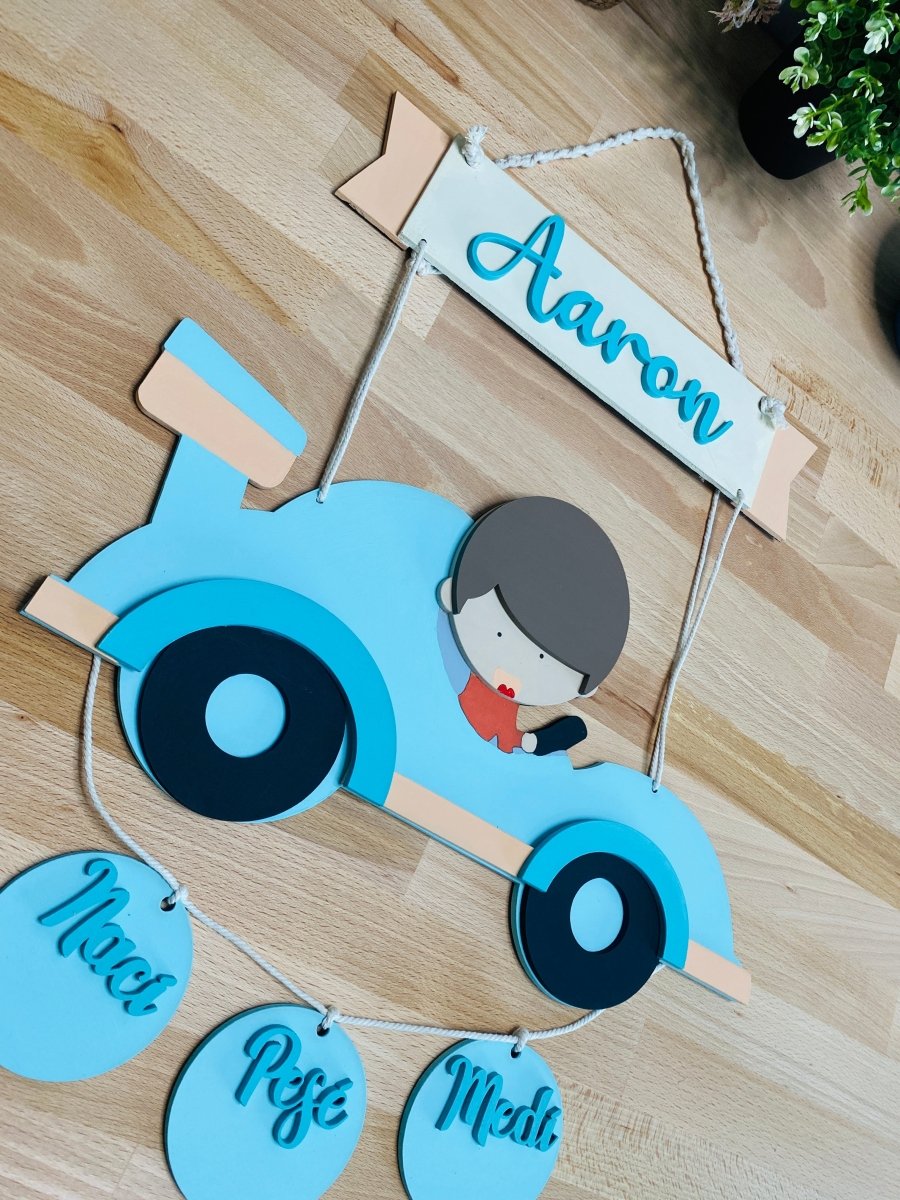 Baby Blue Racing Baby Boy Wall Hanging - Felt Craft RD