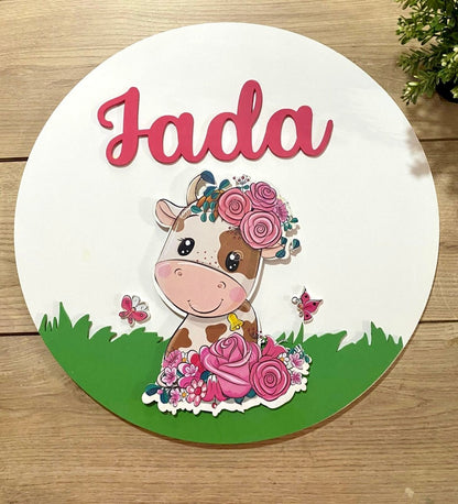 Baby Cow Girl Nursery Decor Hanger safari nursery decor - Felt Craft RD