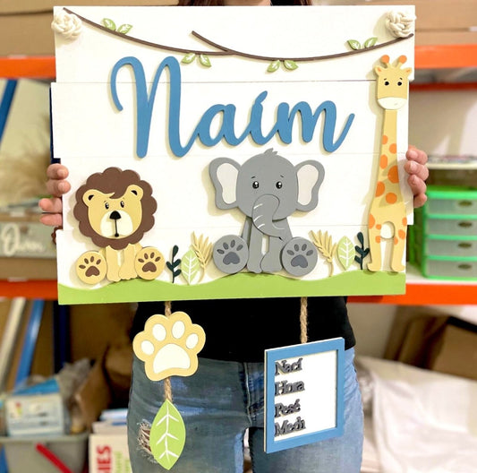 Baby Elephant and Lion safari nursery decor - Felt Craft RD