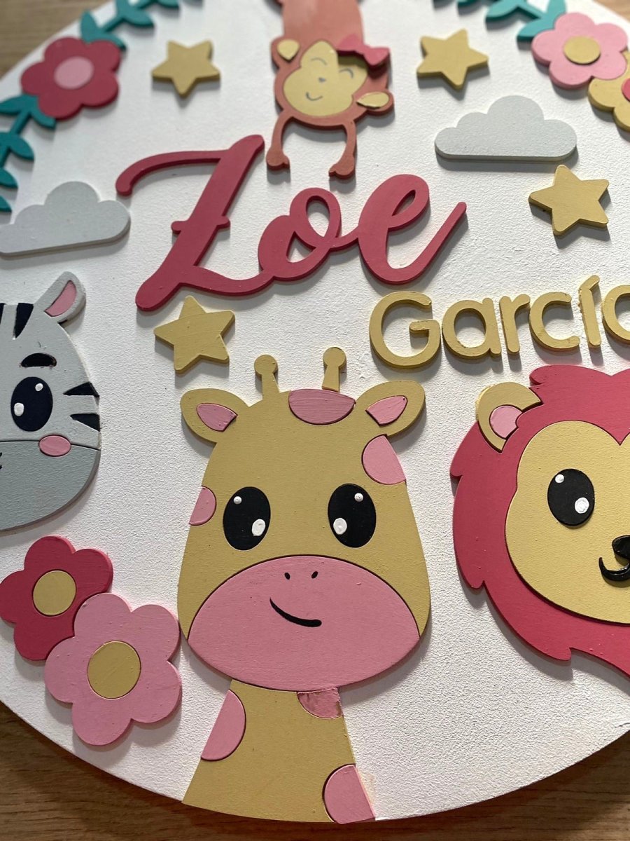 Baby Girl Pink safari nursery decor - Felt Craft RD