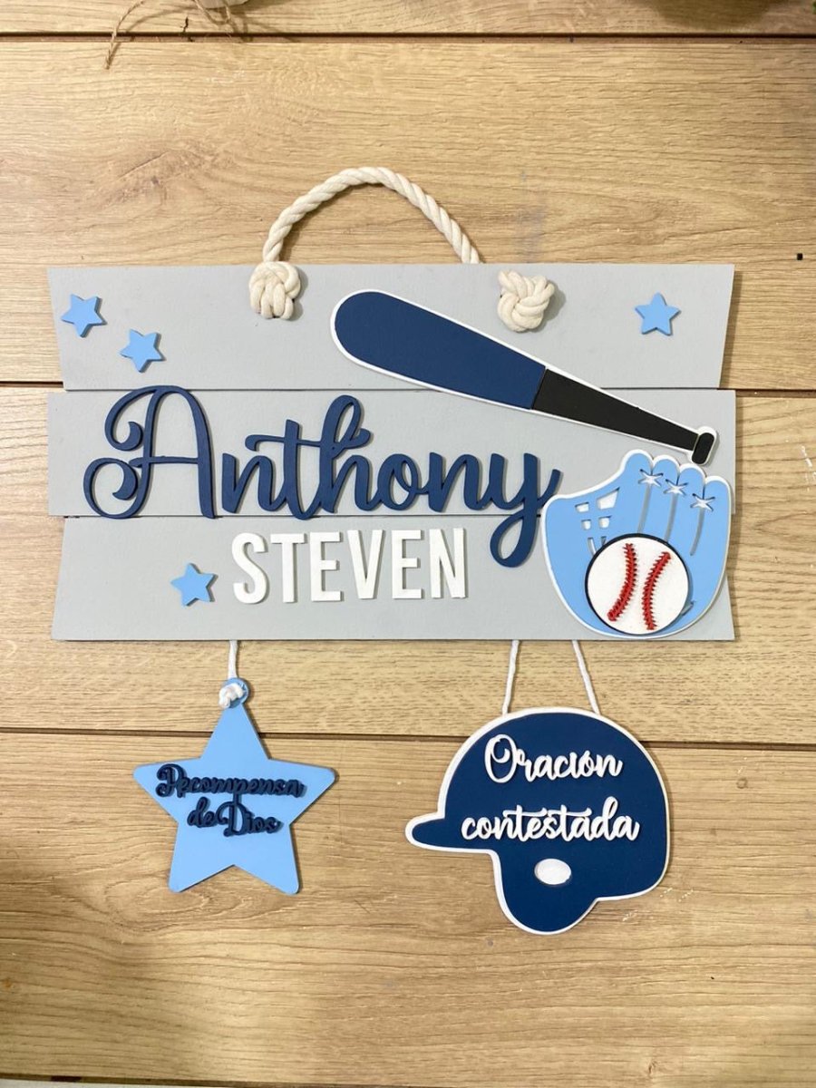 Baseball bear team baby boy above crib hanger - Felt Craft RD