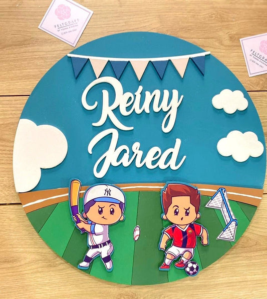 Baseball x Soccer Baby Boy Nursery Decor - Felt Craft RD