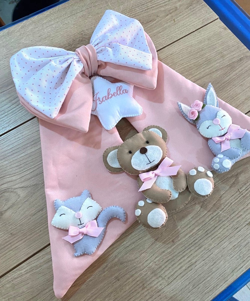 Bear bunny Bow Baby Girl Nursery Decor Kids room - Felt Craft RD