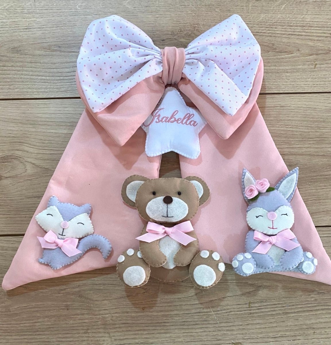 Bear bunny Bow Baby Girl Nursery Decor Kids room - Felt Craft RD