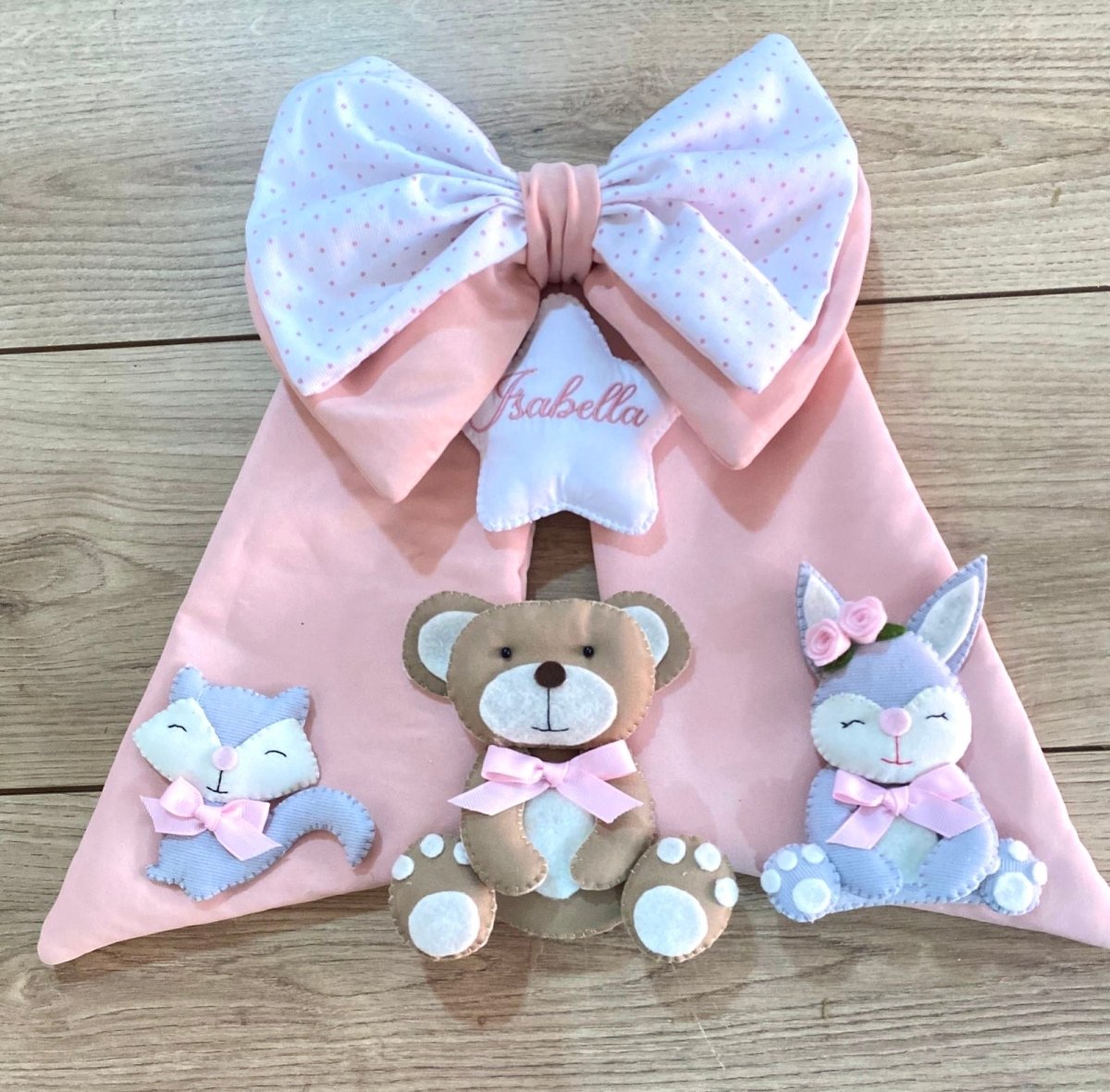 Bear bunny Bow Baby Girl Nursery Decor Kids room - Felt Craft RD