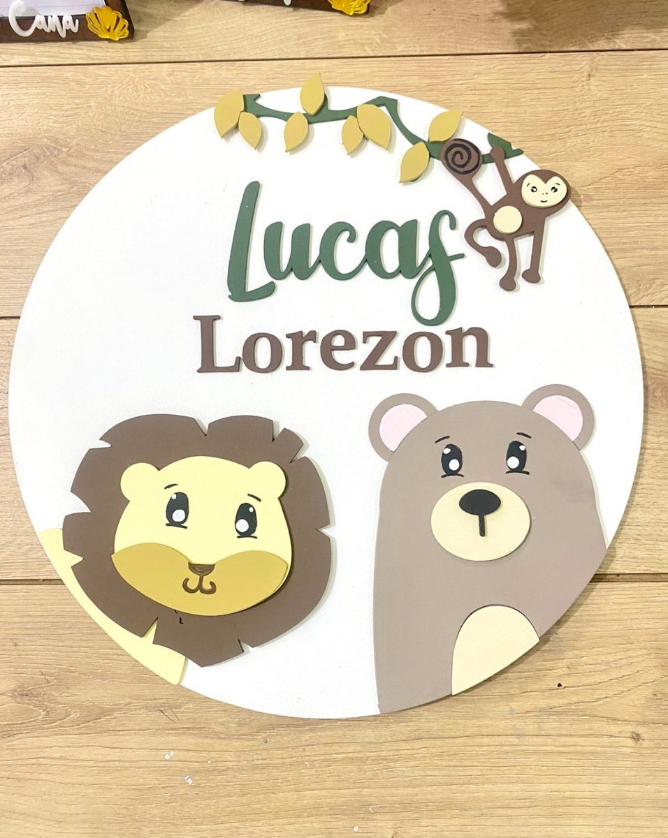 Bear & Lion Boy Nursery Decor white Bottom safari nursery decor - Felt Craft RD