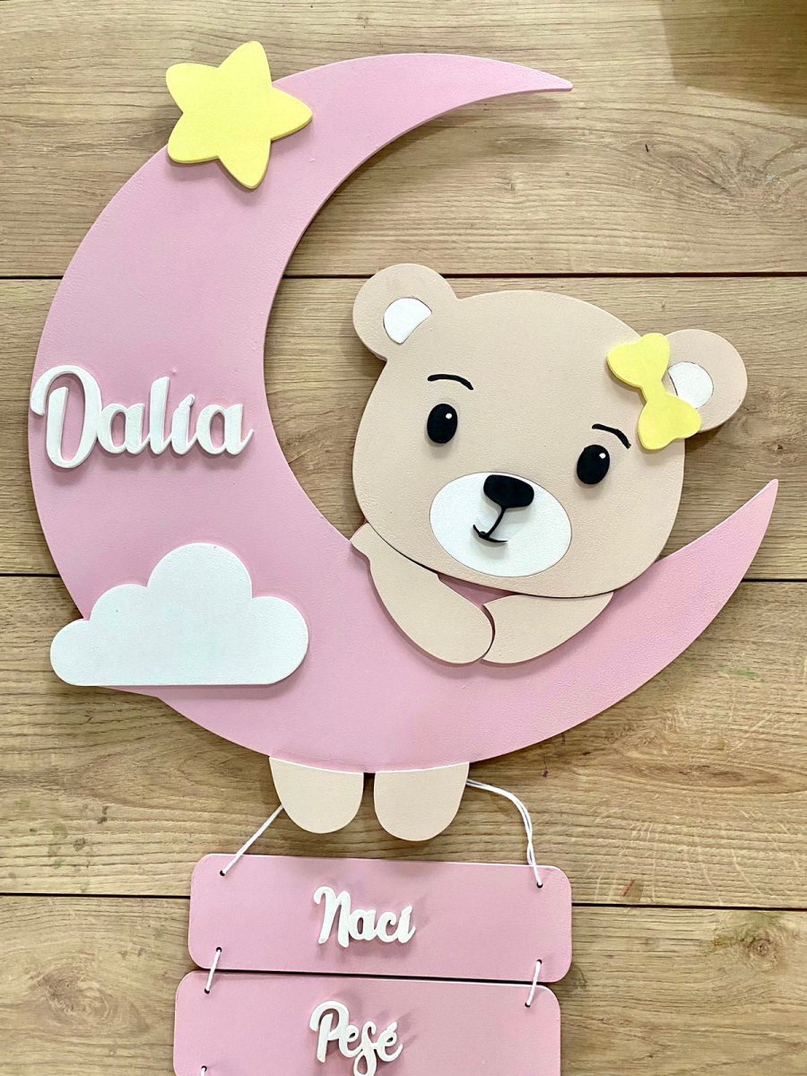 Bear Moon Baby Girl Mobile Hanger - Felt Craft RD