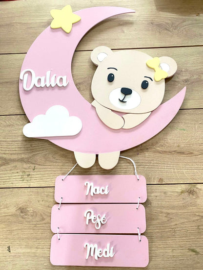 Bear Moon Baby Girl Mobile Hanger - Felt Craft RD