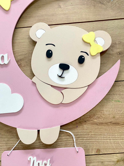 Bear Moon Baby Girl Mobile Hanger - Felt Craft RD