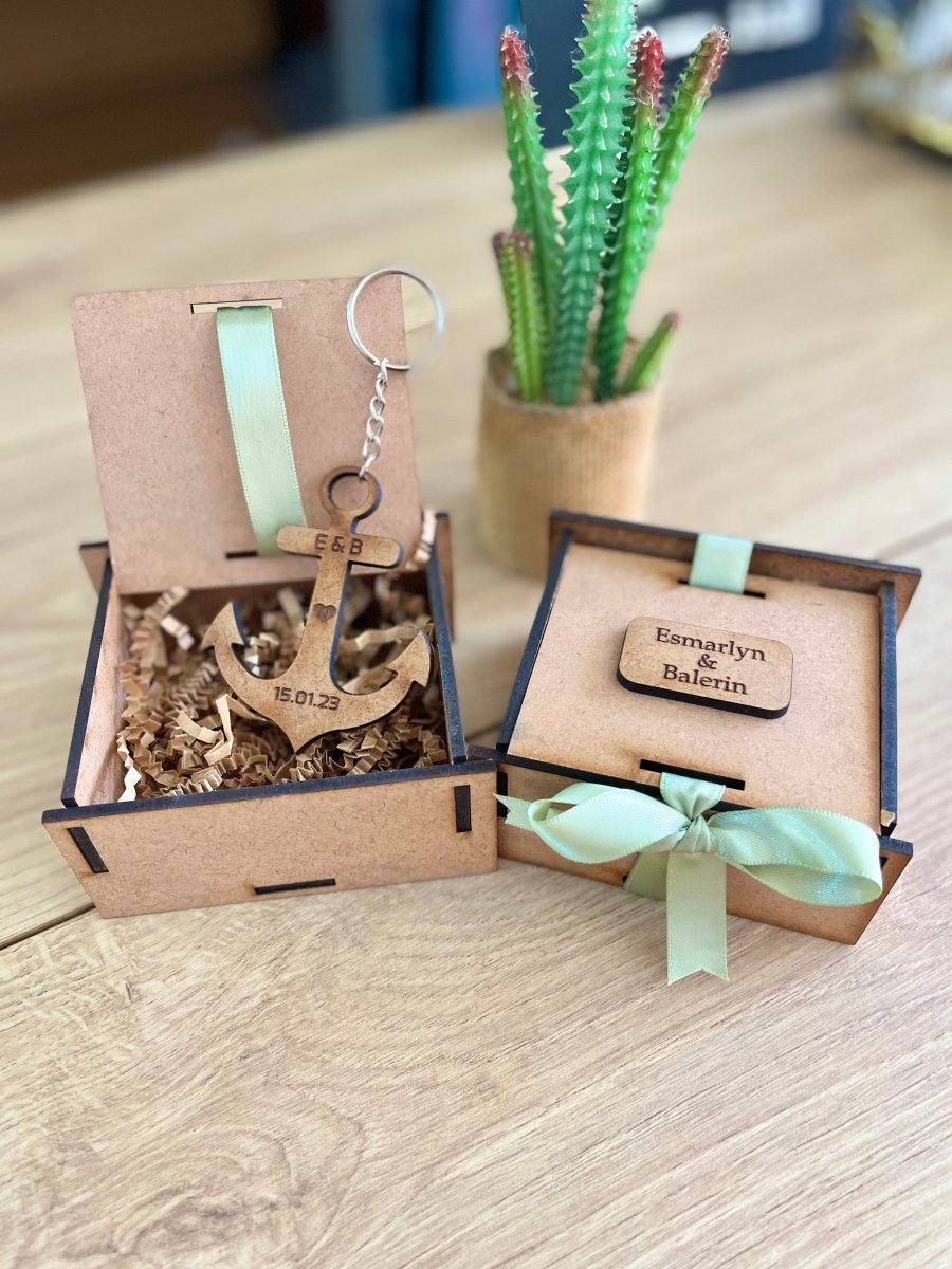 Souvenirs de cajitas para bodas personalizadas en madera Blue Marine Box en MDF boy - Felt Craft RD