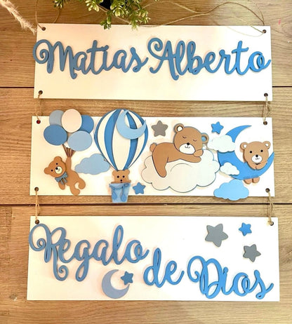 Blue Sleeping Bear Baby Boy kids Room Decor Safari nursery decor - Felt Craft RD