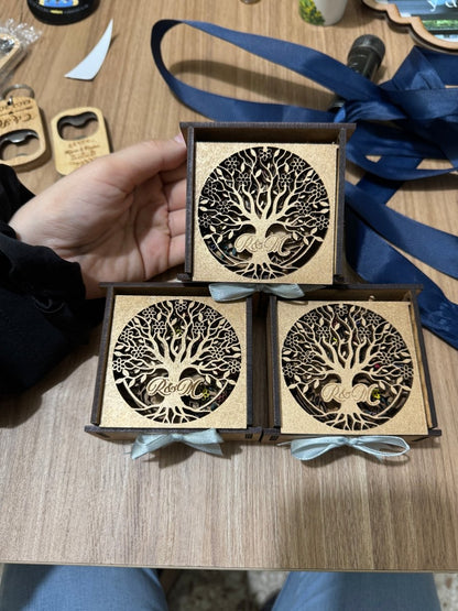 Boda souvenir cajas en madera con iniciales - Felt Craft RD