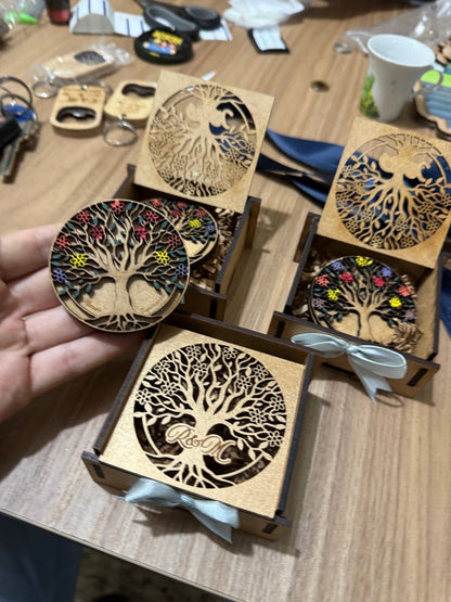 Boda souvenir cajas en madera con iniciales - Felt Craft RD